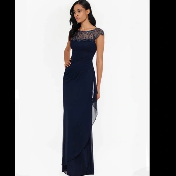 Xscape Dresses Xscape Navy Blue Long Womens Dress Wedding